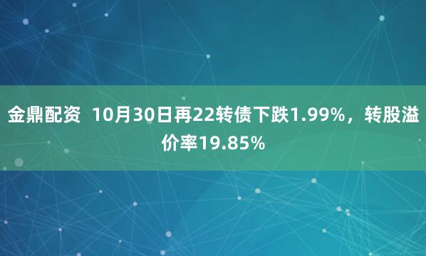 金鼎配资  10月30日再22转债下跌1.99%，转股溢价率19.85%